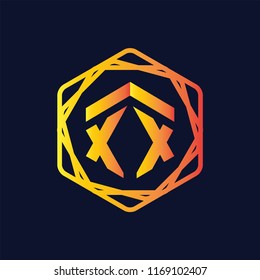 XX Initial letter hexagonal logo vector