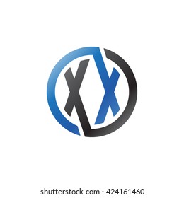 XX initial letters looping linked circle logo blue black