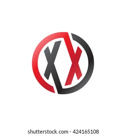 XX initial letters looping linked circle logo red black