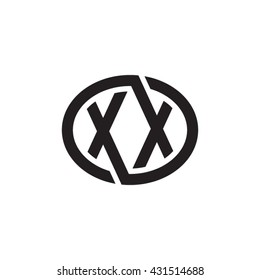XX initial letters looping linked ellipse monogram logo
