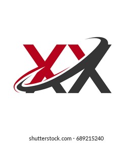 XX initial logo company name colored red and black swoosh design, isolated on white background. vector logo for business and company identity.
