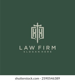 XX initial monogram for law firm with sword and shield logo image