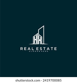 XX initial monogram logo real estate with building style design vector