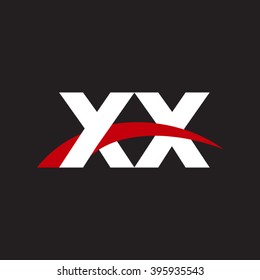 XX initial overlapping swoosh letter logo white red black background