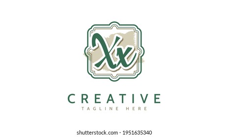 XX Iniciales, vector de logotipo de escritura a mano