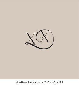 XX letter elegant and luxury style dinamyc curvy initial concept monogram wedding logo