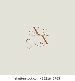 Letra XX inicial con línea delgada moderno concepto de logotipo de estilo de boda con monograma curvo