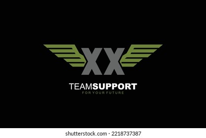 XX Letter logo army for team identity. Military template vector illustration for your brand.