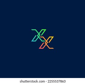 XX letter logo design template elements. Modern abstract digital alphabet letter logo. Vector illustration. Coloful XX logo.