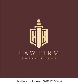 XX letter monogram for law firm with sword and shield logo image