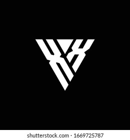 XX Logo letter monogram with triangle shape design template isolated on black background