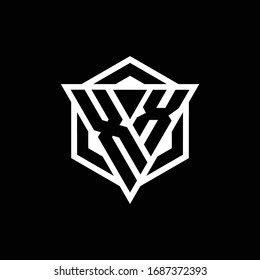 XX logo monogram with triangle and hexagon shape combination isolated on back and white colors