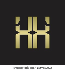 XX Logo with squere shape design template with gold colors