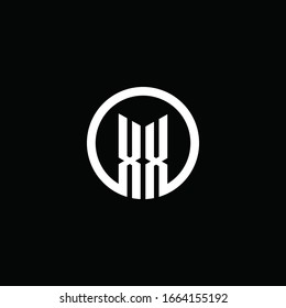 XX monogram logo isolated with a rotating circle