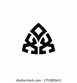 XX monogram logo with modern triangle style design template isolated on white background