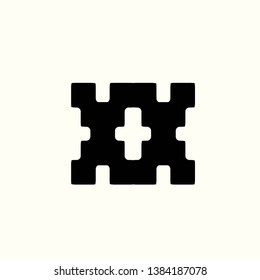 XX monogram.Typographic logo with double letter x.Uppercase alphabet initial.Lettering icon isolated on light background.Modern, geometric, corporate, pixel web style.