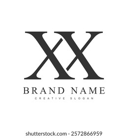 XX trendy logotype template. Initial letter x and x classic font style. Creative logo for company name or identity. Vector illustration.