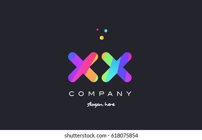 xx x x creativo arco iris verde naranja azul púrpura magenta rosa alfabeto artístico empresa letra logo diseño Vector icono Plantilla