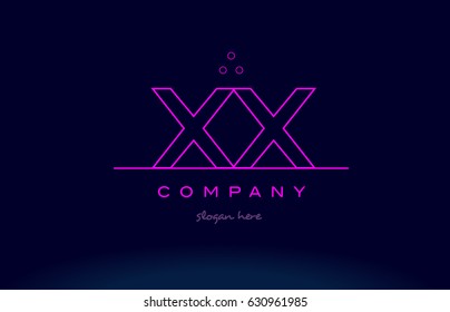 xx x x letter alphabet text pink purple dots contour line creative company logo vector icon design template