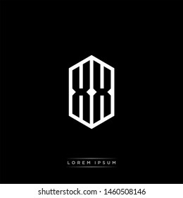 XX X Logo Line Monogram with Negative Space with Black and White Colors