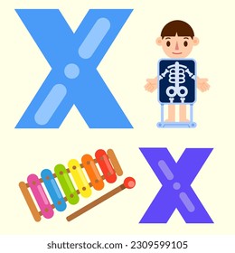 Xx Xray Xylophone vector character cartoon graphic 