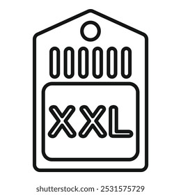 Xxl clothes tag icon representing fashion size showing large or extra large dimensions for apparel and clothing