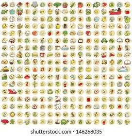 XXL Collection of 289 doodled icons for every occasion No.2 with shadows, on background, in colours. Individual illustrations are isolated and in eps10 vector mode.