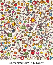 XXL Doodle Icons Set : collection of numerous small hand-drawn illustrations