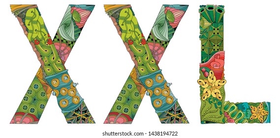 XXL. Vector zentangle object for decoration. Clothing size