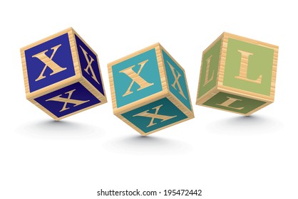 XXL written with alphabet blocks - vector illustration