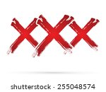 XXX, designed using grunge brush on white background, sign, logo, symbol, icon, graphic, vector.