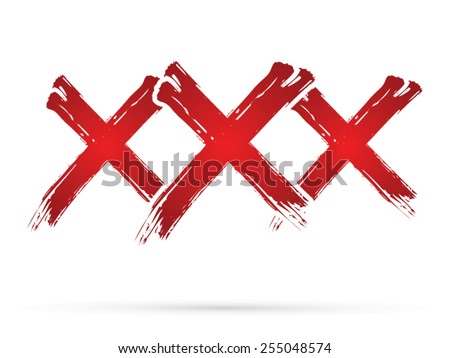 XXX, designed using grunge brush on white background, sign, logo, symbol, icon, graphic, vector.