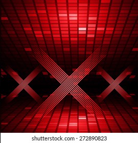xxx glowing text on a dark red background. Only adults. disco. pub. Tables mosaics pixel background. night club, bar, infographic. kamasutra. recreation.