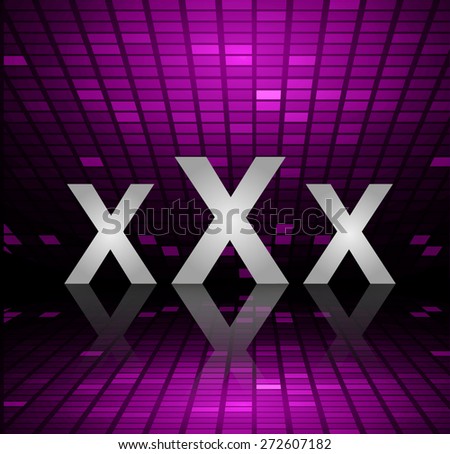 xxx glowing text on a dark purple background. Only adults. disco. pub. Tables mosaics pixel background. night club, bar, wave. city. infographic. kamasutra. recreation. Pixels, tables, mosaics