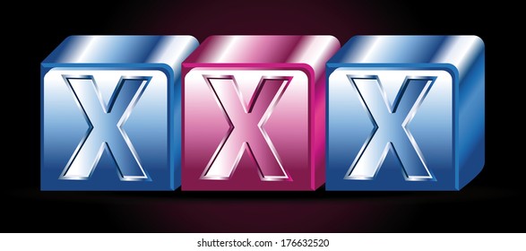 xxx icon. three colored cube on a black background