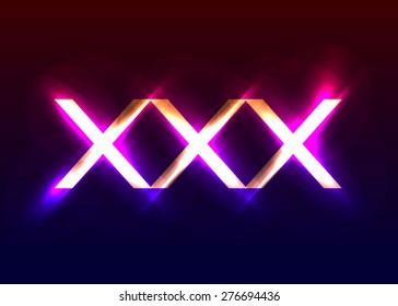 XXX with light effects. Vector illustration