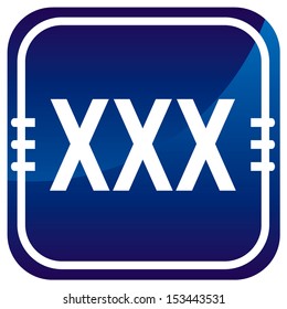 XXX sign on blue button