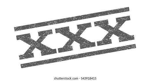 XXX watermark stamp. Text caption between parallel lines with grunge design style. Rubber seal stamp with dirty texture. Vector grey color ink imprint on a white background.