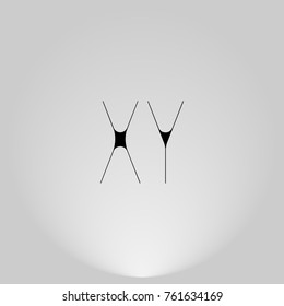 XY Black thin minimalist LOGO Design with Highlight on Gray background.