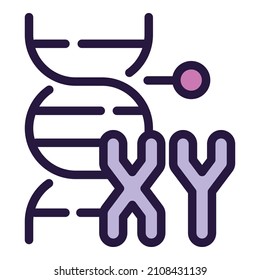 XY Dna Gene Icon Outline Vector. Genetic Lab. Mutation Animal