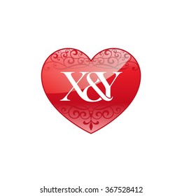 X&Y initial letter logo with ornament heart shape
