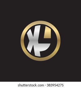 XY initial letters circle elegant logo golden silver black background