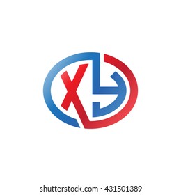 XY initial letters looping linked ellipse logo red blue