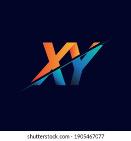 XY Logo Firmenname: blau und orange, Simple and Modern Logo Design.