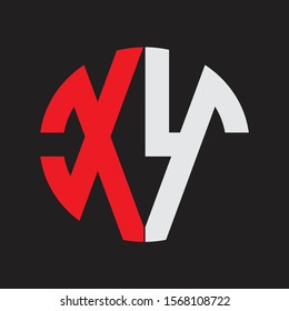 XY Initial Logo design Monogram Isolated on black background