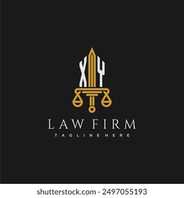 XY initial monogram for lawfirm logo with sword and scale