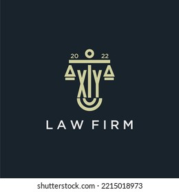 Logotipo de monograma inicial XY para abogados con diseño vectorial de escala