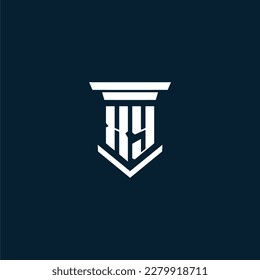 Legislación sobre el logotipo del monograma inicial XY con diseño de hitos