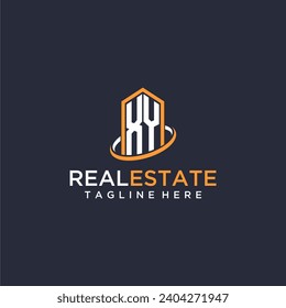 XY initial monogram logo real estate with building style design vector
