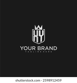 XY initial monogram shield and crown vector image